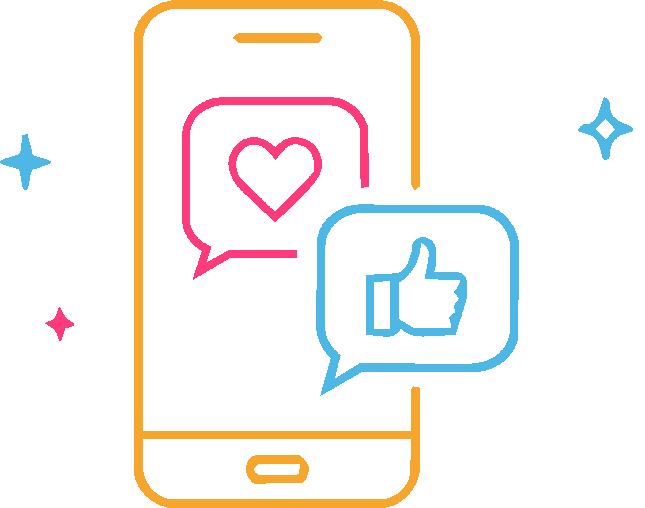 Social media icon representing how customers validate a business through social media content, engagement, and brand presence before making a purchasing decision.